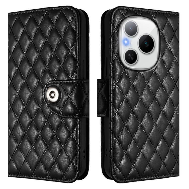For Honor Power 5G Rhombic Texture Flip Leather Phone Case with Lanyard