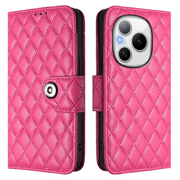 For Honor Power 5G Rhombic Texture Flip Leather Phone Case with Lanyard