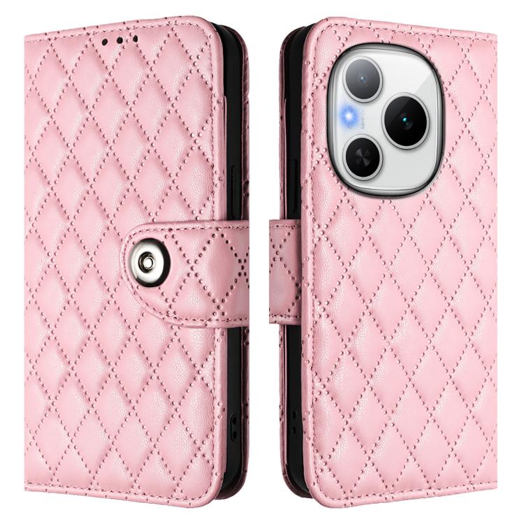 For Honor Power 5G Rhombic Texture Flip Leather Phone Case with Lanyard