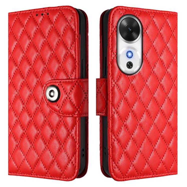 For Honor Play 60 5G Rhombic Texture Flip Leather Phone Case with Lanyard