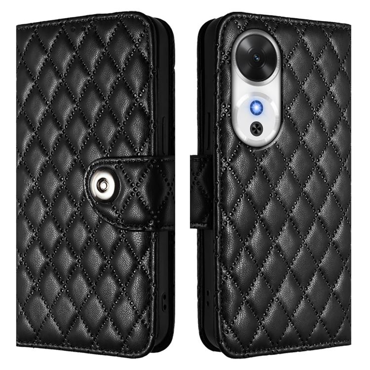 For Honor Play 60 5G Rhombic Texture Flip Leather Phone Case with Lanyard