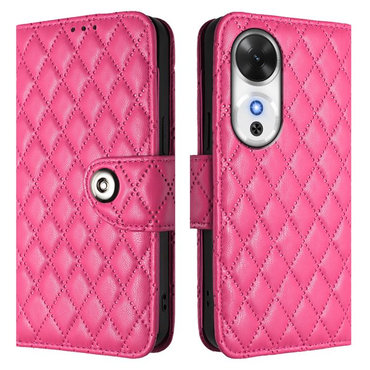 For Honor Play 60 5G Rhombic Texture Flip Leather Phone Case with Lanyard