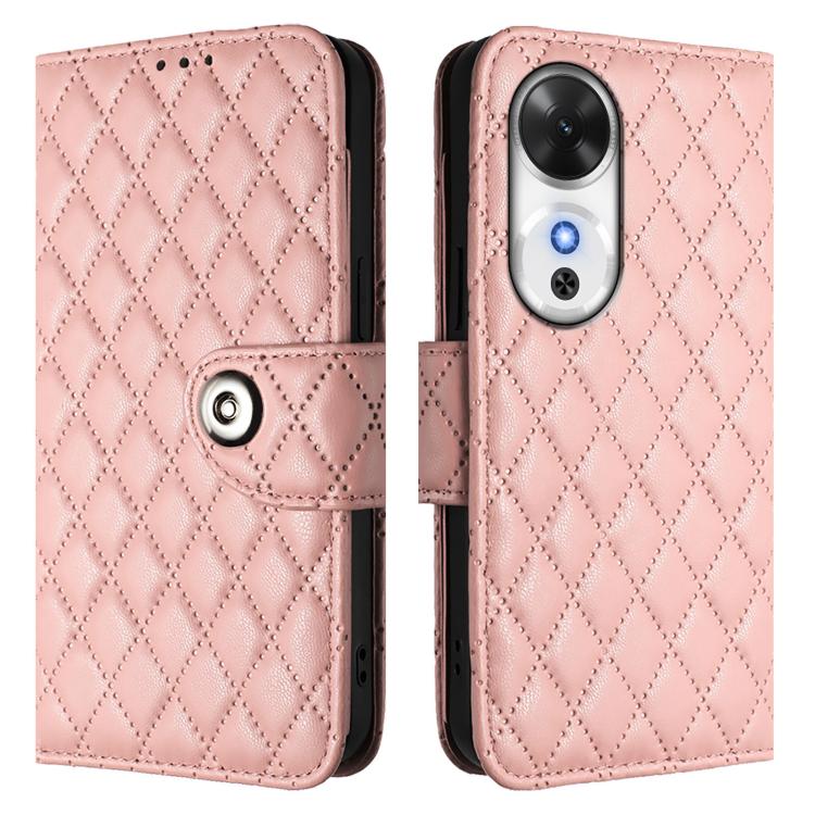 For Honor Play 60 5G Rhombic Texture Flip Leather Phone Case with Lanyard