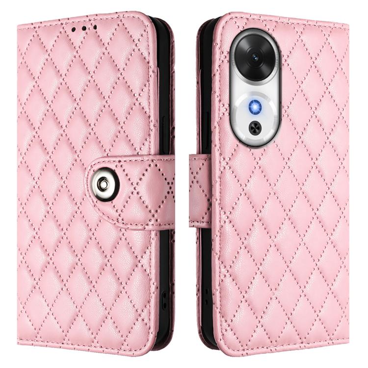 For Honor Play 60 5G Rhombic Texture Flip Leather Phone Case with Lanyard