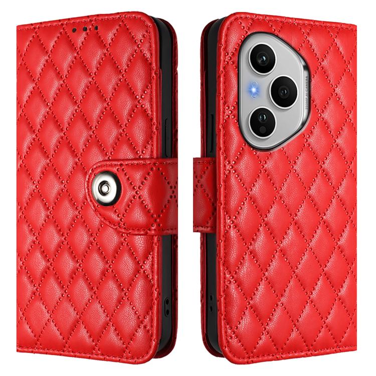 For Honor 400 Pro 5G 160.8mm Global Rhombic Texture Flip Leather Phone Case with Lanyard