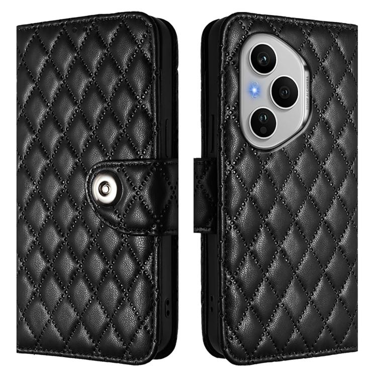 For Honor 400 Pro 5G 160.8mm Global Rhombic Texture Flip Leather Phone Case with Lanyard