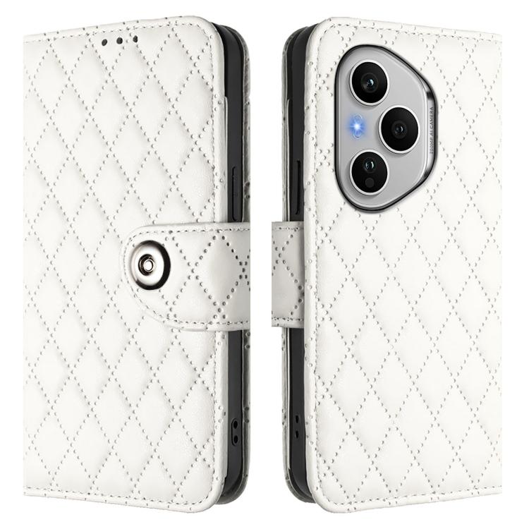 For Honor 400 Pro 5G 160.8mm Global Rhombic Texture Flip Leather Phone Case with Lanyard