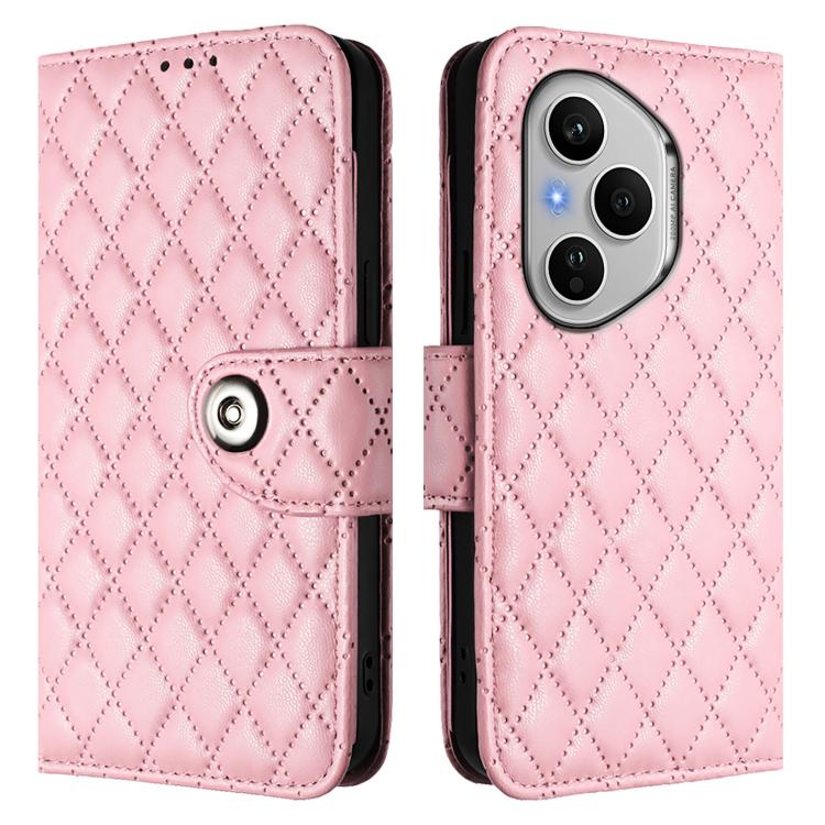 For Honor 400 Pro 5G 160.8mm Global Rhombic Texture Flip Leather Phone Case with Lanyard