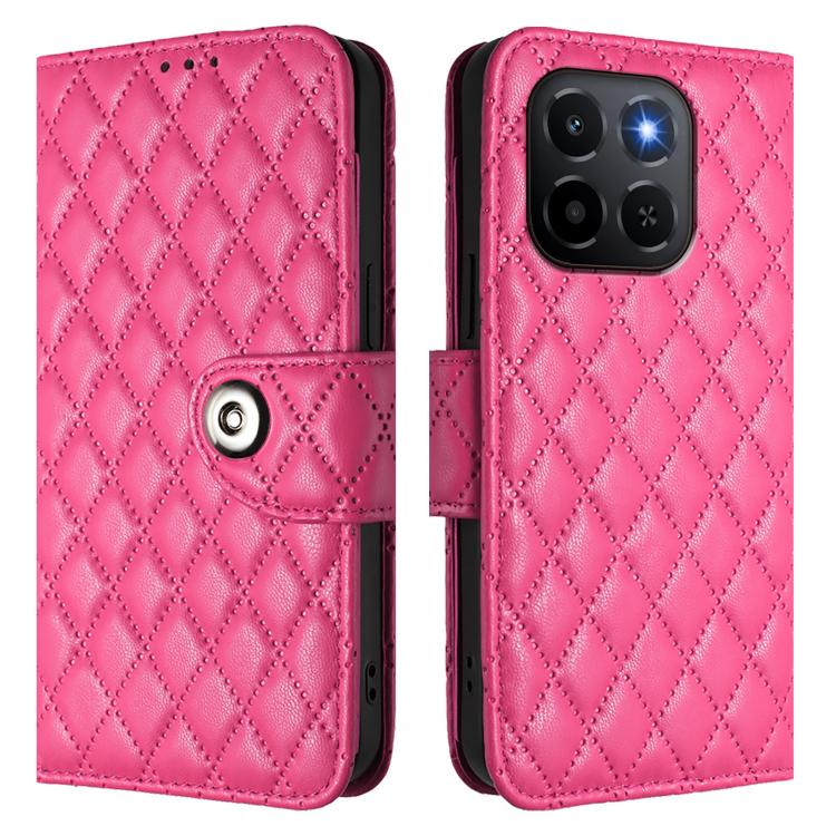 For Honor X6c 4G Rhombic Texture Flip Leather Phone Case with Lanyard