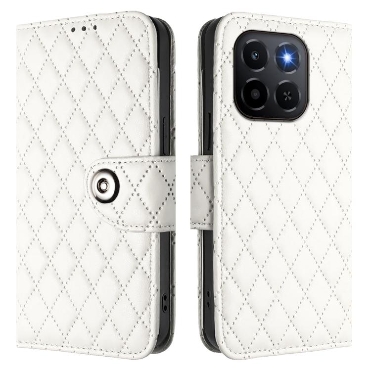 For Honor X6c 4G Rhombic Texture Flip Leather Phone Case with Lanyard