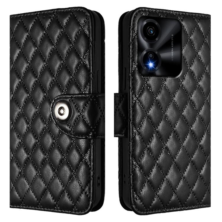 For Honor X5c Plus Rhombic Texture Flip Leather Phone Case with Lanyard