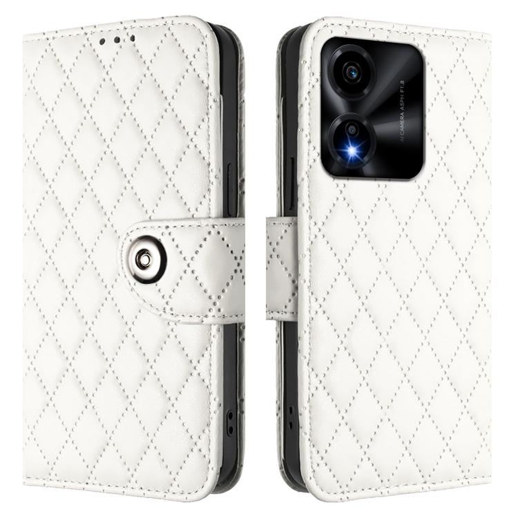 For Honor X5c Plus Rhombic Texture Flip Leather Phone Case with Lanyard