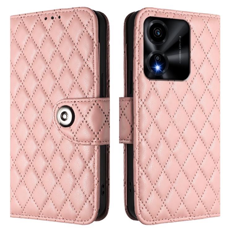 For Honor X5c Plus Rhombic Texture Flip Leather Phone Case with Lanyard