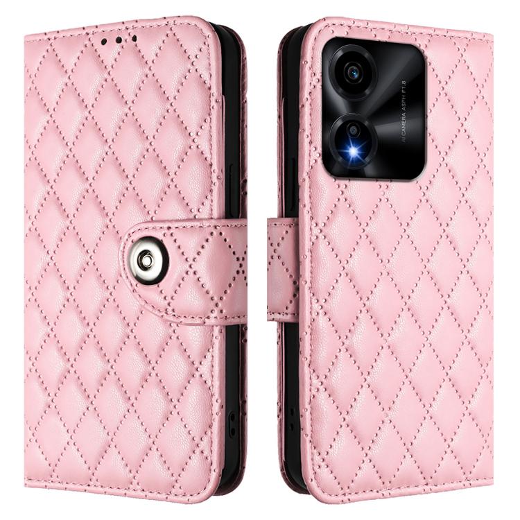 For Honor X5c Plus Rhombic Texture Flip Leather Phone Case with Lanyard