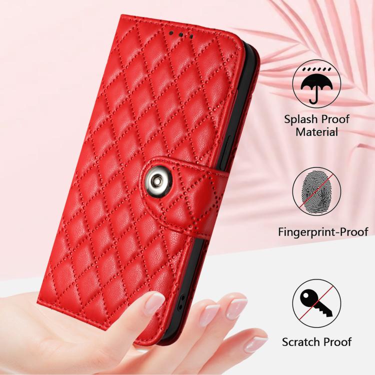 For Honor Play 70 Plus Rhombic Texture Flip Leather Phone Case with Lanyard