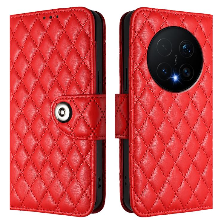For Honor Magic8 Pro Rhombic Texture Flip Leather Phone Case with Lanyard