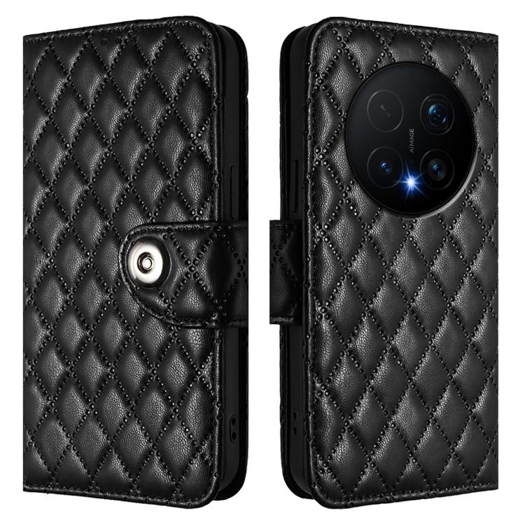 For Honor Magic8 Pro Rhombic Texture Flip Leather Phone Case with Lanyard