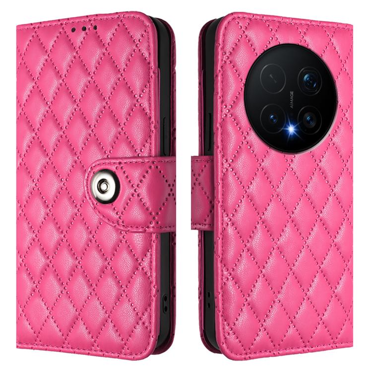 For Honor Magic8 Pro Rhombic Texture Flip Leather Phone Case with Lanyard