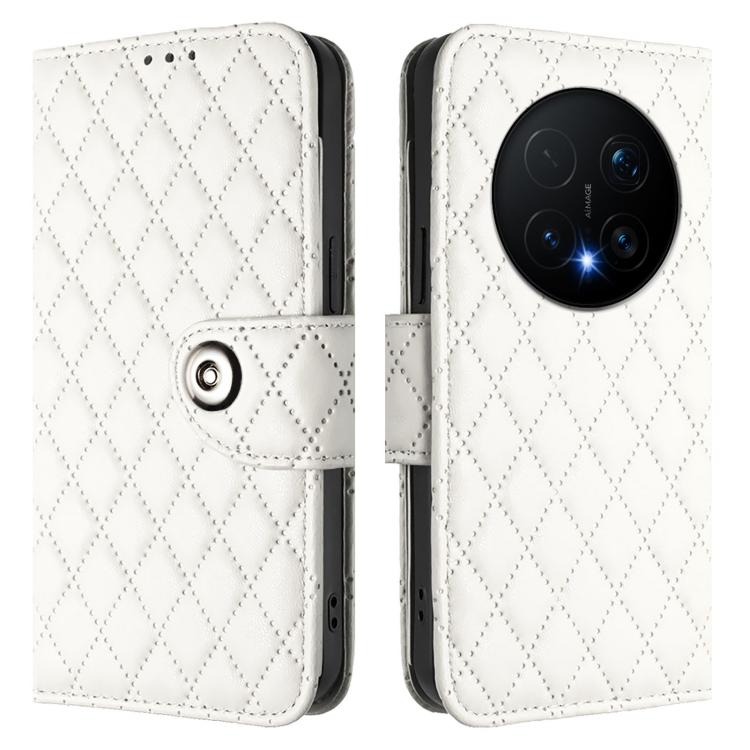 For Honor Magic8 Pro Rhombic Texture Flip Leather Phone Case with Lanyard