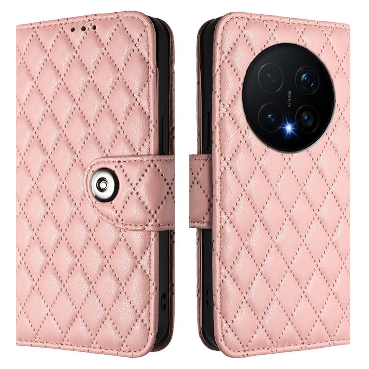 For Honor Magic8 Pro Rhombic Texture Flip Leather Phone Case with Lanyard