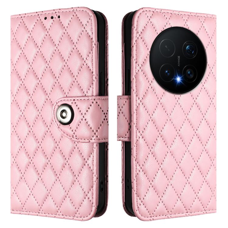 For Honor Magic8 Pro Rhombic Texture Flip Leather Phone Case with Lanyard