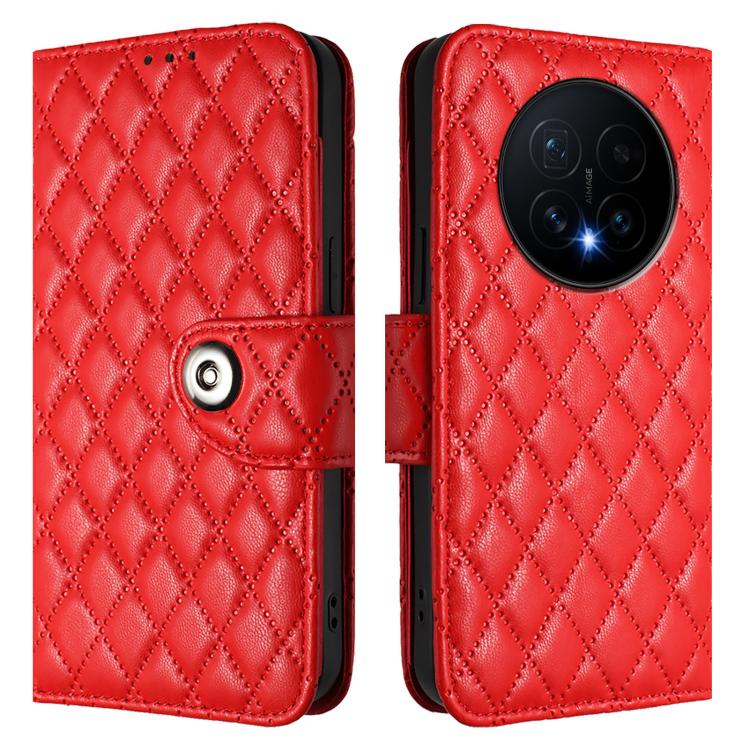 For Honor Magic8 Rhombic Texture Flip Leather Phone Case with Lanyard