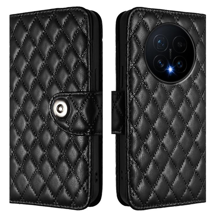 For Honor Magic8 Rhombic Texture Flip Leather Phone Case with Lanyard
