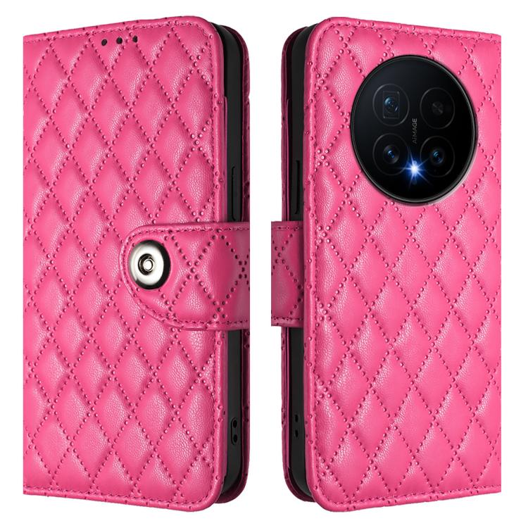 For Honor Magic8 Rhombic Texture Flip Leather Phone Case with Lanyard