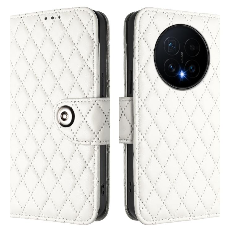 For Honor Magic8 Rhombic Texture Flip Leather Phone Case with Lanyard