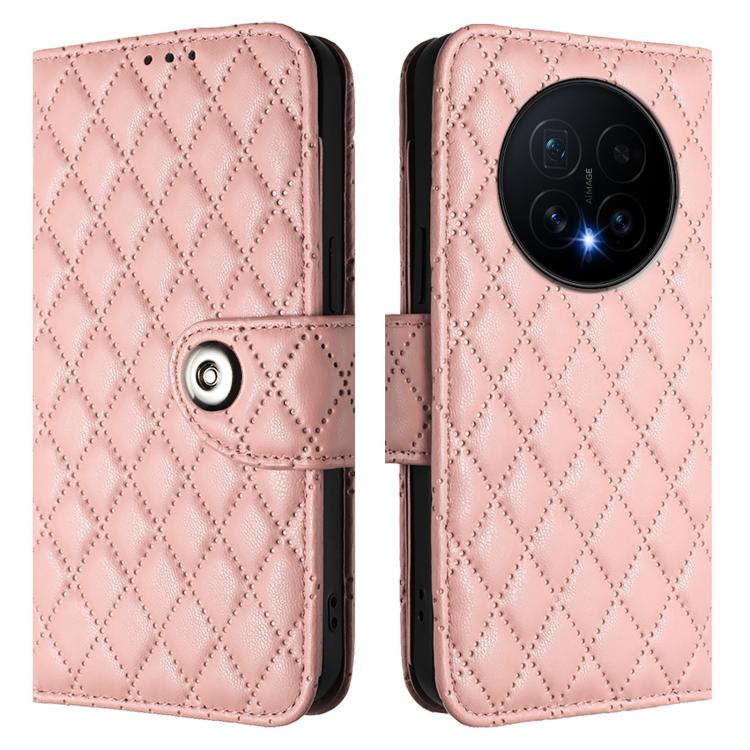 For Honor Magic8 Rhombic Texture Flip Leather Phone Case with Lanyard