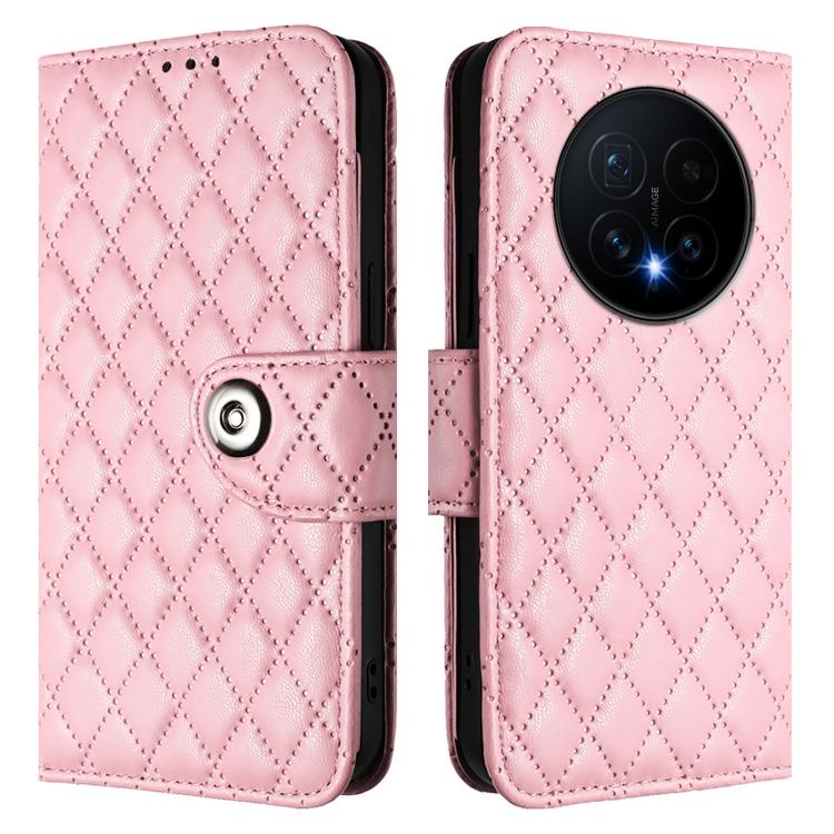 For Honor Magic8 Rhombic Texture Flip Leather Phone Case with Lanyard