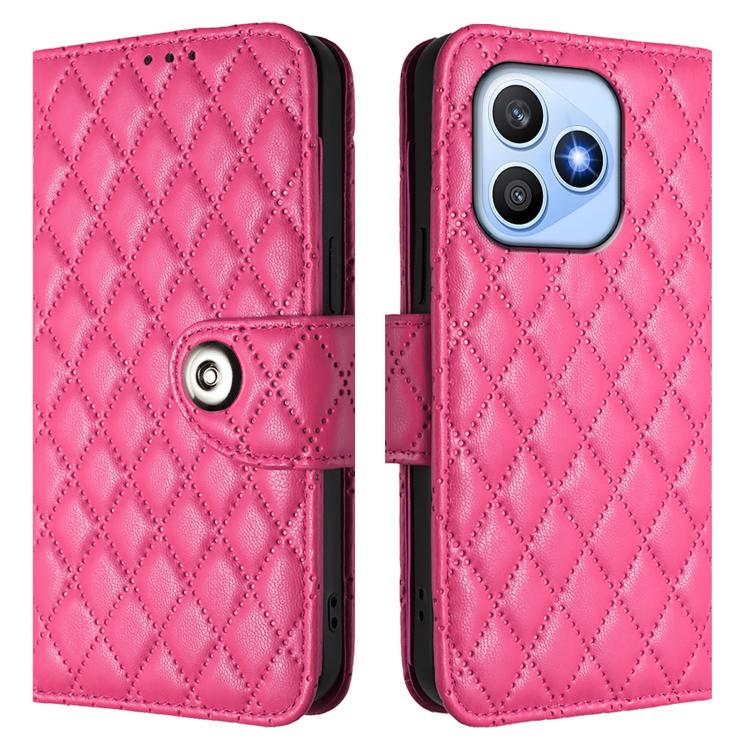 For Honor X8d 4G Rhombic Texture Flip Leather Phone Case with Lanyard