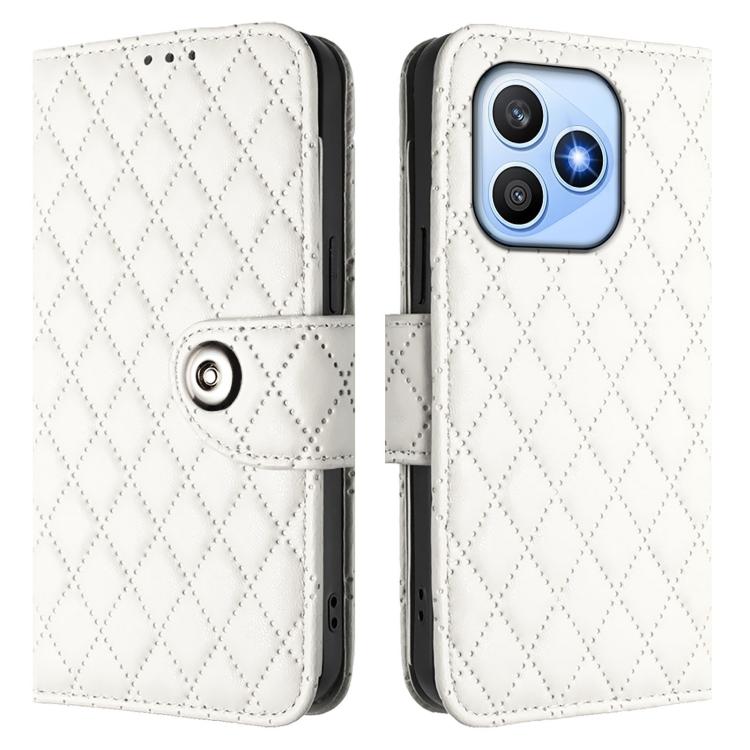For Honor X8d 4G Rhombic Texture Flip Leather Phone Case with Lanyard