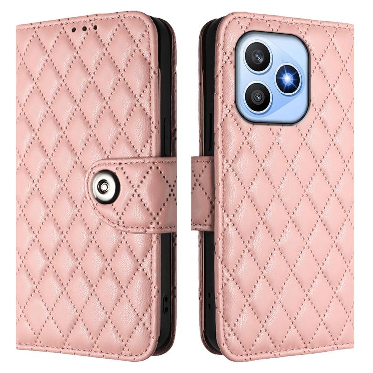 For Honor X8d 4G Rhombic Texture Flip Leather Phone Case with Lanyard