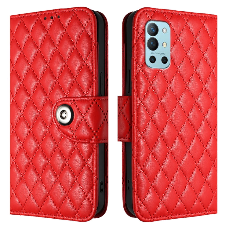 For OnePlus 9R / 8T Rhombic Texture Flip Leather Phone Case with Lanyard