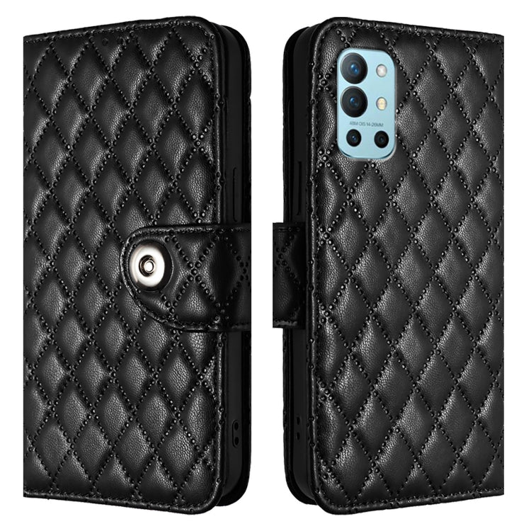 For OnePlus 9R / 8T Rhombic Texture Flip Leather Phone Case with Lanyard