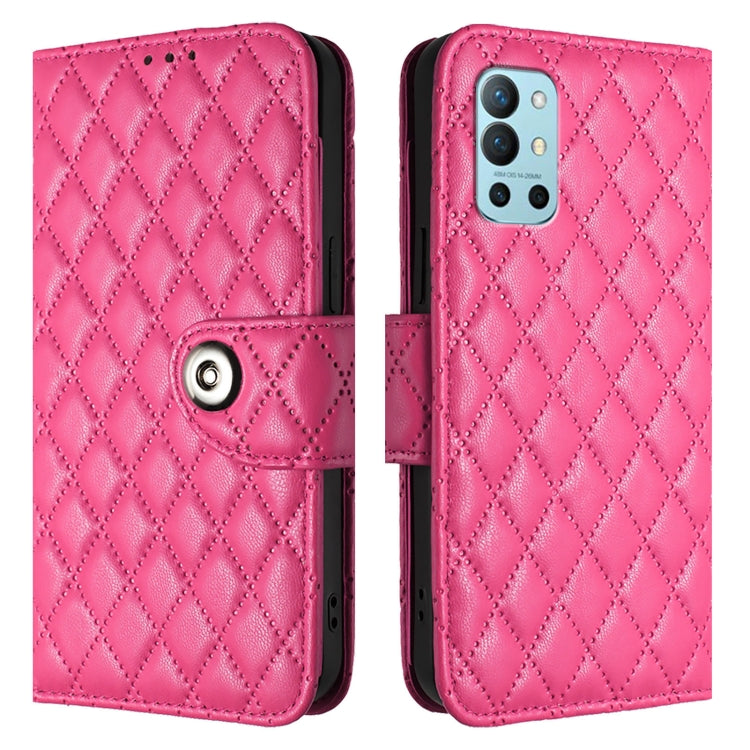 For OnePlus 9R / 8T Rhombic Texture Flip Leather Phone Case with Lanyard