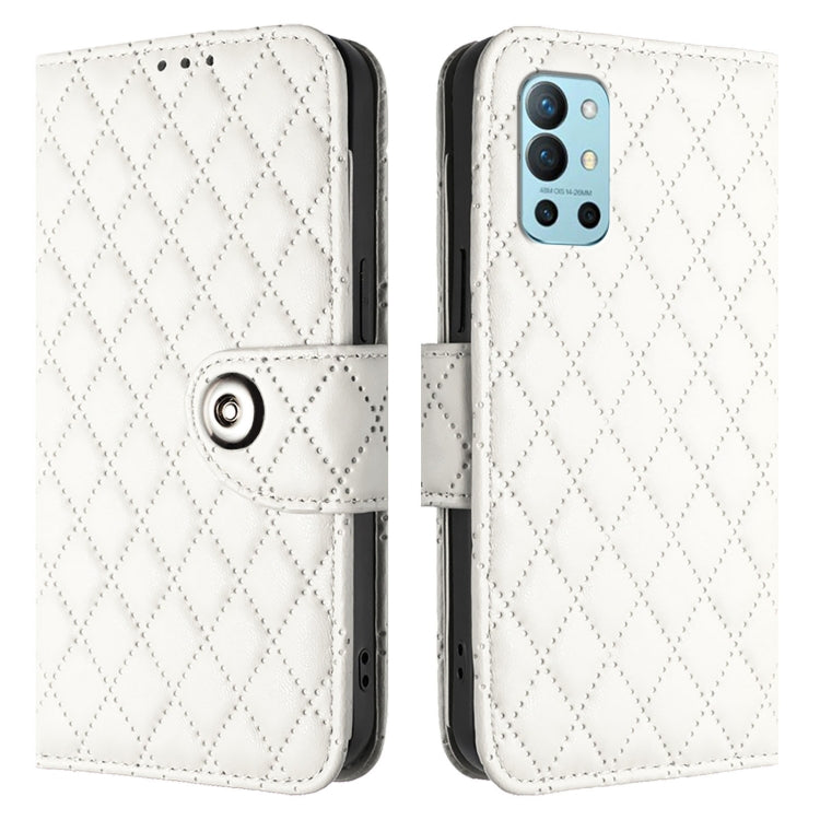 For OnePlus 9R / 8T Rhombic Texture Flip Leather Phone Case with Lanyard