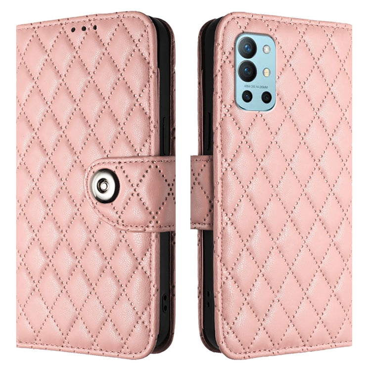For OnePlus 9R / 8T Rhombic Texture Flip Leather Phone Case with Lanyard