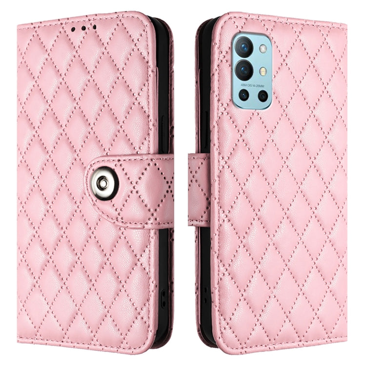 For OnePlus 9R / 8T Rhombic Texture Flip Leather Phone Case with Lanyard