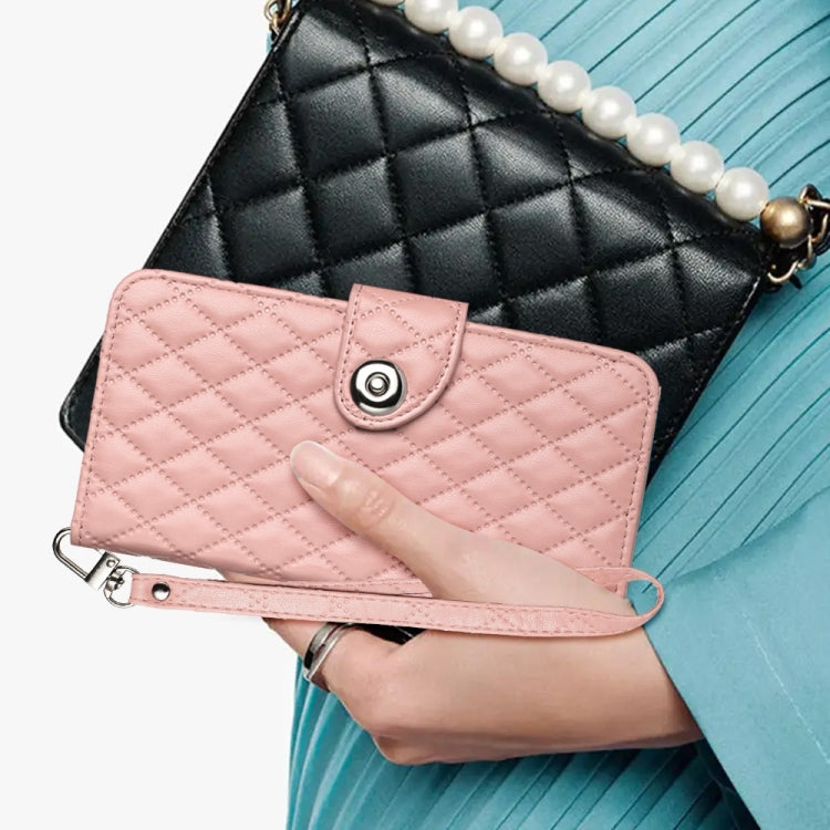 For OnePlus 10 Pro Rhombic Texture Flip Leather Phone Case with Lanyard