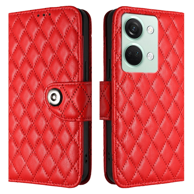 For OnePlus Ace 2V / Nord 3 Rhombic Texture Flip Leather Phone Case with Lanyard