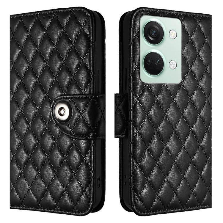For OnePlus Ace 2V / Nord 3 Rhombic Texture Flip Leather Phone Case with Lanyard