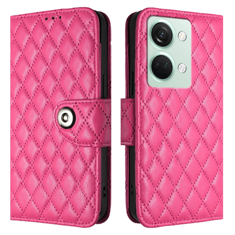 For OnePlus Ace 2V / Nord 3 Rhombic Texture Flip Leather Phone Case with Lanyard