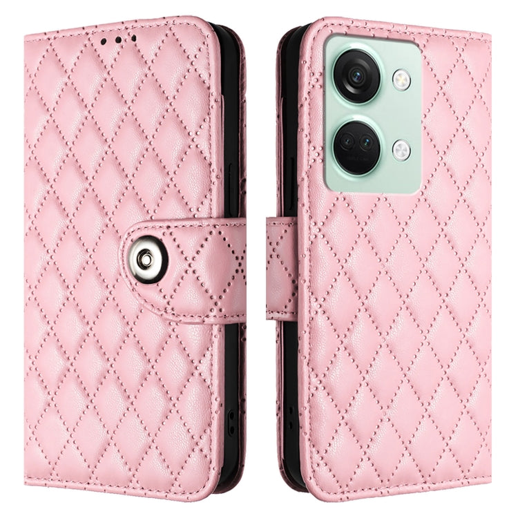 For OnePlus Ace 2V / Nord 3 Rhombic Texture Flip Leather Phone Case with Lanyard