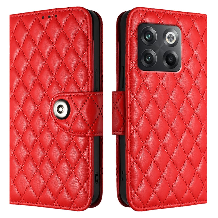 For OnePlus Ace Pro / 10T Rhombic Texture Flip Leather Phone Case with Lanyard