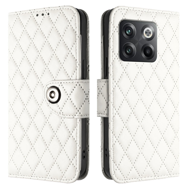 For OnePlus Ace Pro / 10T Rhombic Texture Flip Leather Phone Case with Lanyard