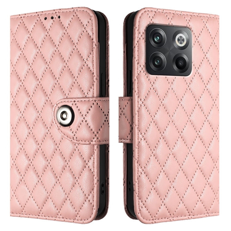 For OnePlus Ace Pro / 10T Rhombic Texture Flip Leather Phone Case with Lanyard