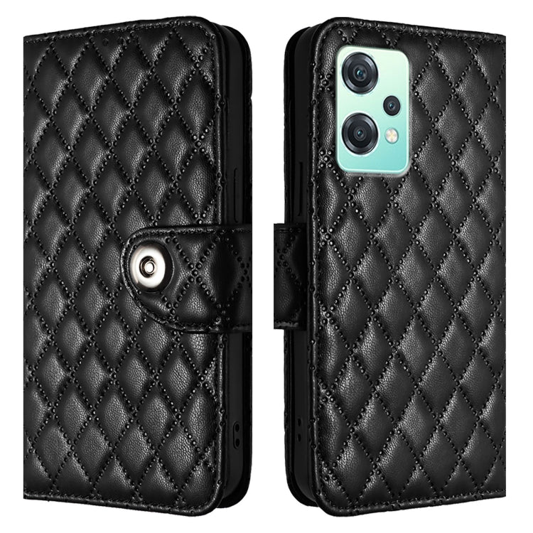 For OnePlus Nord CE 2 Lite 5G Rhombic Texture Flip Leather Phone Case with Lanyard
