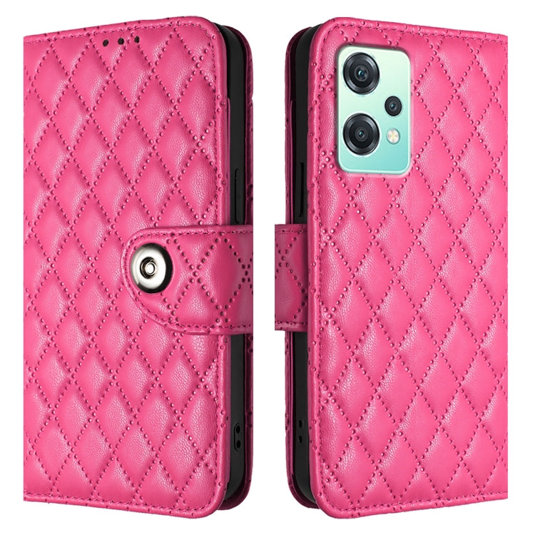 For OnePlus Nord CE 2 Lite 5G Rhombic Texture Flip Leather Phone Case with Lanyard